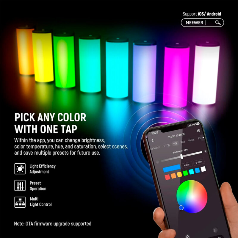 Bastão de Luz Magnético Neewer com Controle de APP Preto