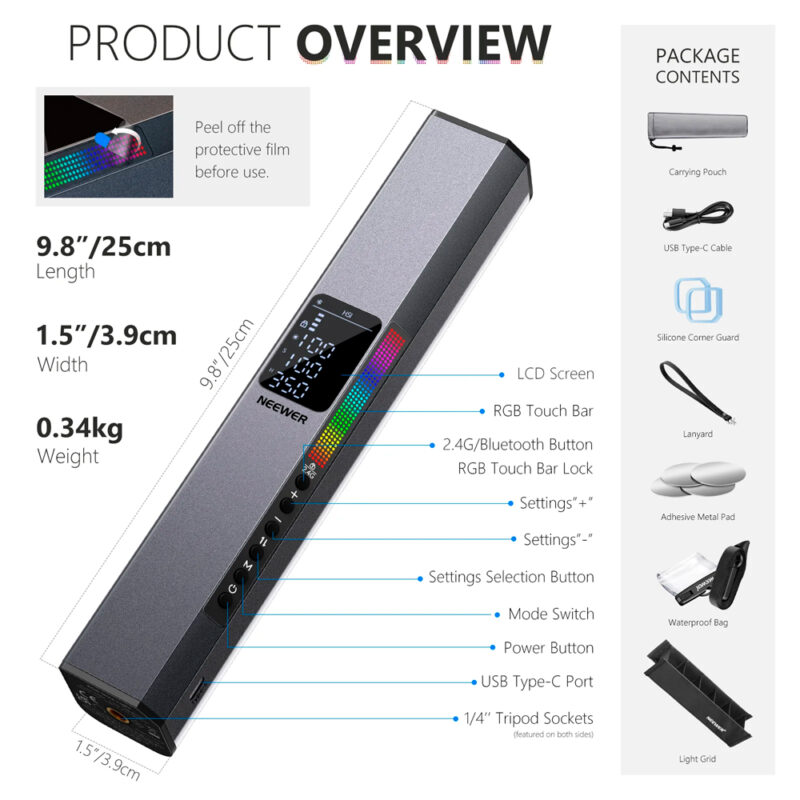 Bastão de Luz Magnético Portátil Neewer RGB1 LED
