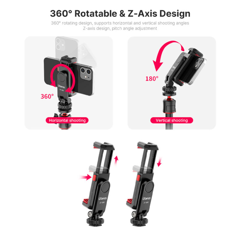 Suporte Celular Multifuncional Ulanzi com Rotação de 360° - Preto