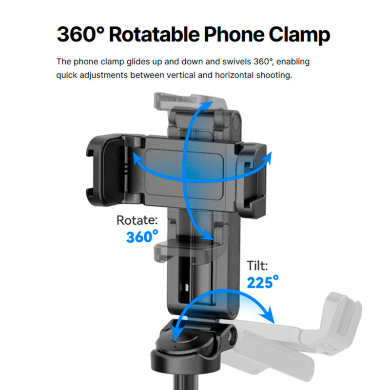 Mini Tripé Extensível Ulanzi com Suporte Smartphone Integrado Preto