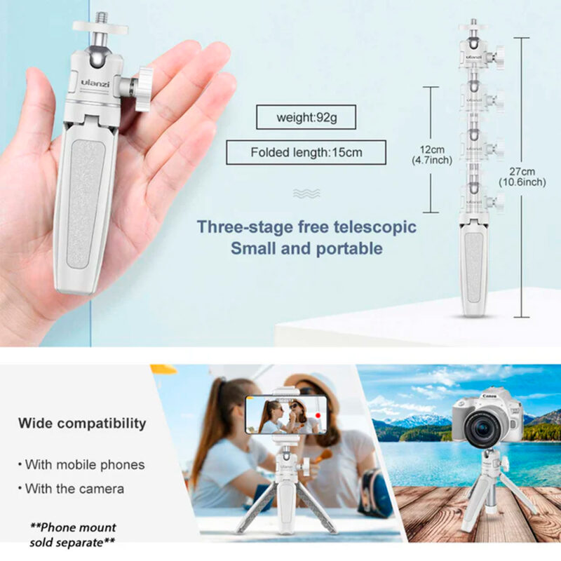 Mini Tripé/Bastão Selfie Ulanzi para Smartphone e Câmera - Branco