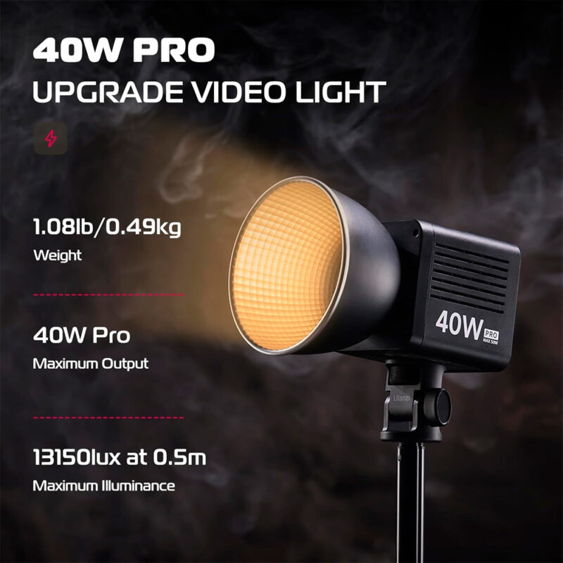 Luz de Vídeo LED Portátil Ulanzi L023 40W Pro Bicolor, Ajustável de 2500 a 6200K Preta