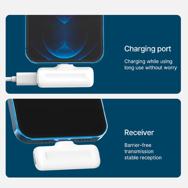 Microfone Sem Fio Ulanzi J12 com Conector Lightning, Lapela, para Ios, Cor Branco