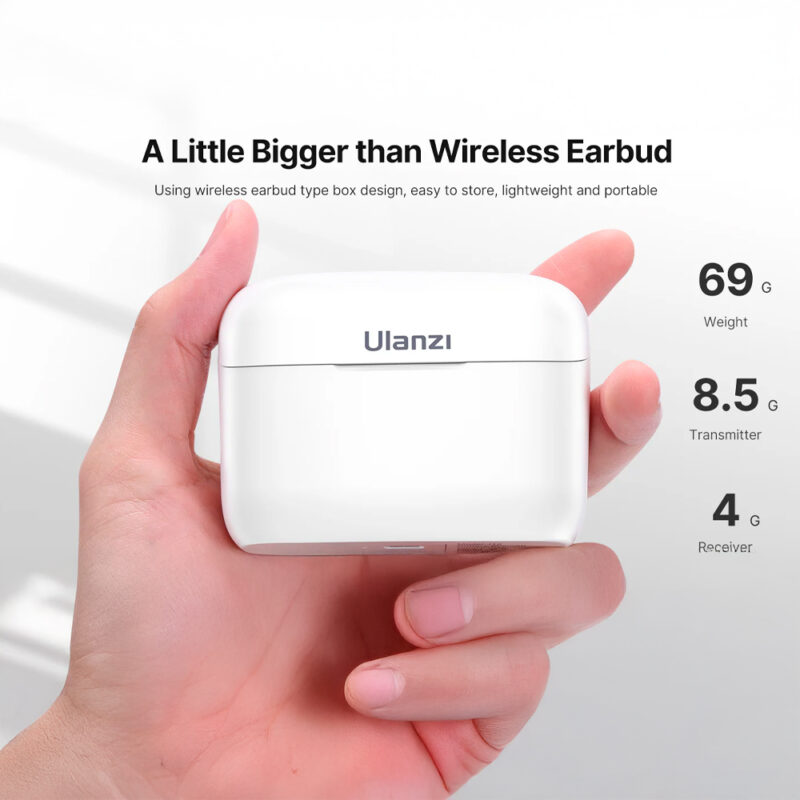 Microfone Sem Fio Ulanzi J12 com Conector Lightning, Lapela, para Ios, Cor Branco