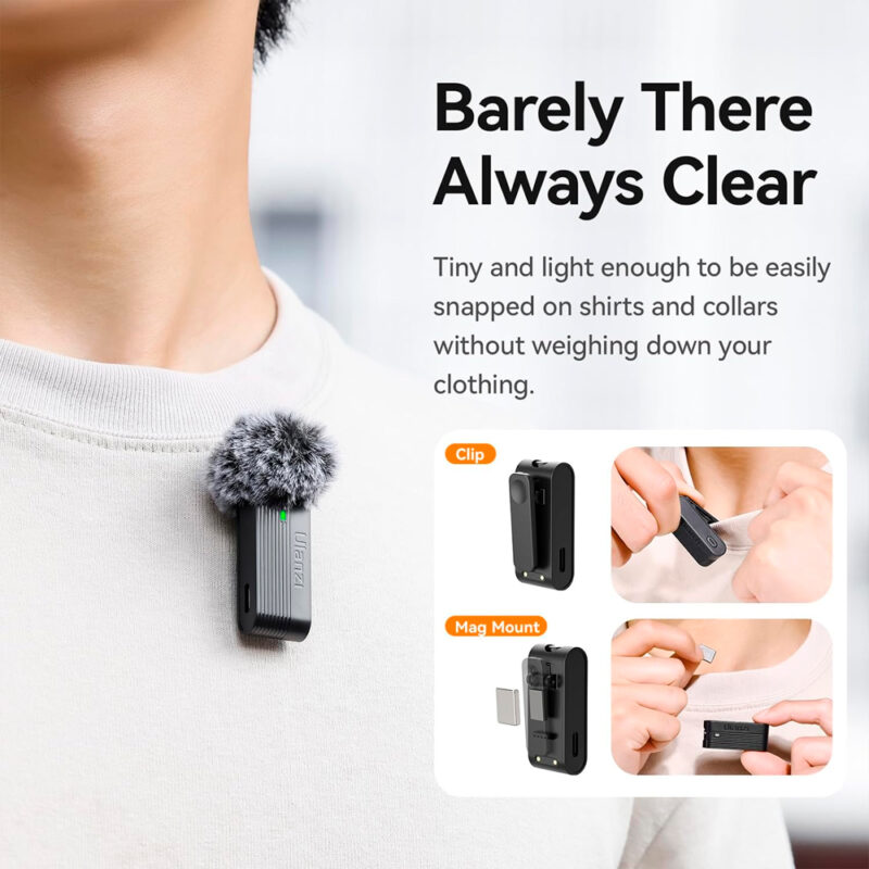 Microfone Sem Fio Ulanzi A100 USB-C Lapela para Android Preto