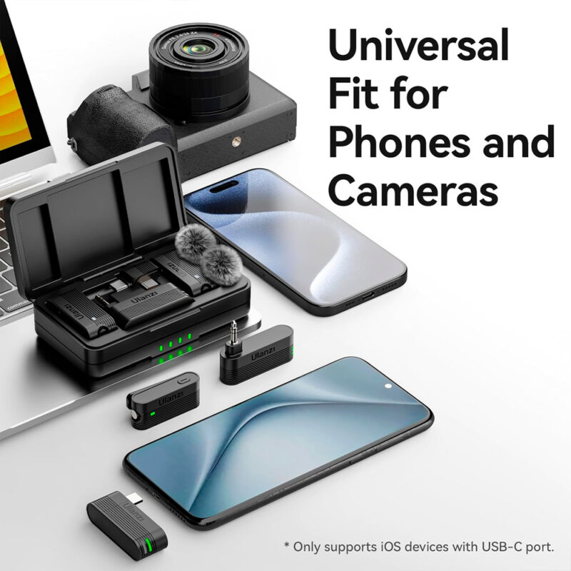Microfone Sem Fio Ulanzi A100 USB-C Lapela para Android Preto