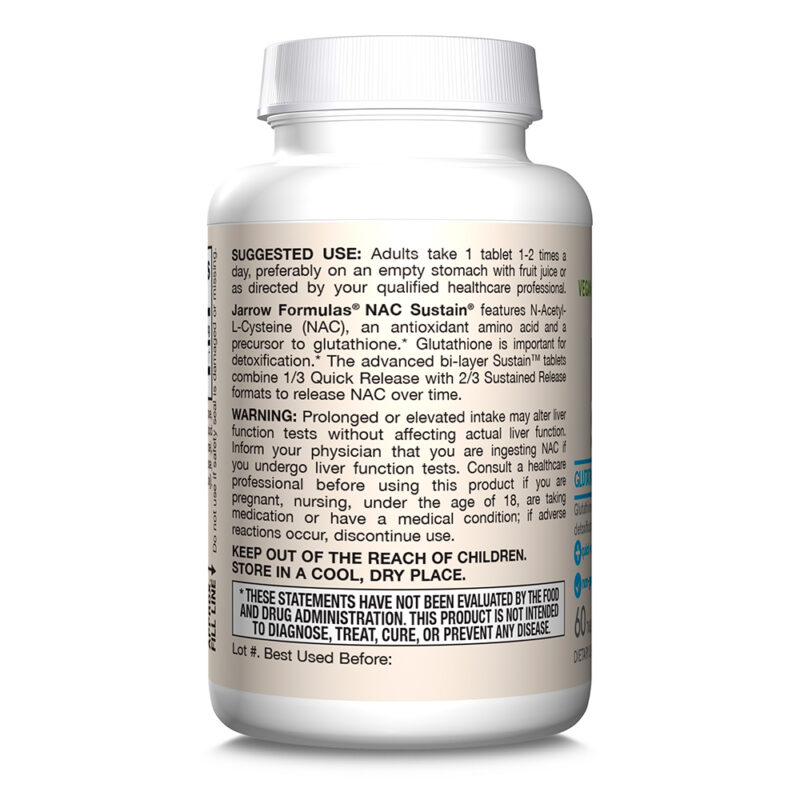 Nac Sustain Jarrow 60 Tablets Importado