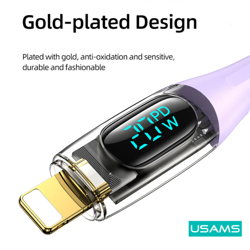 Cabo Usb Usams Usb C pra Lightning Pd 20W 2Metros Púrple