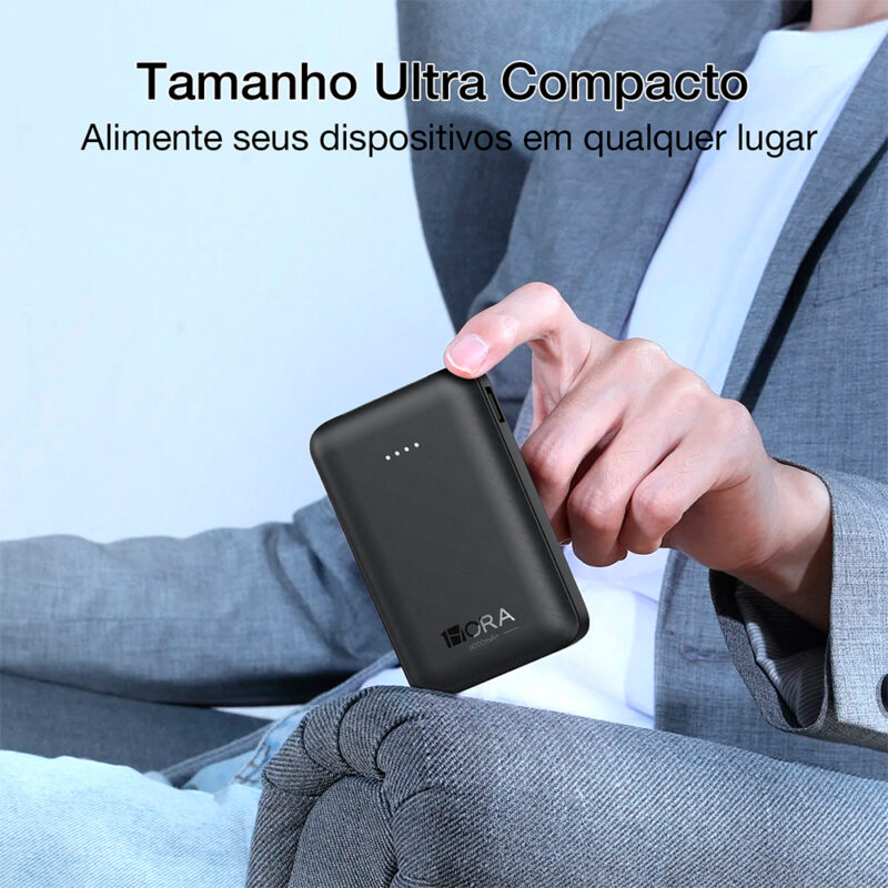 Power Bank 5000mAh 1Hora Bateria Portátil Cabos Lightning