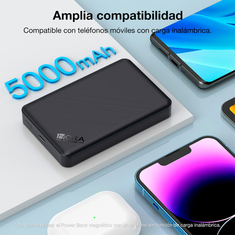 Power Bank Magnética 5000mAh Saída Máxima 10W