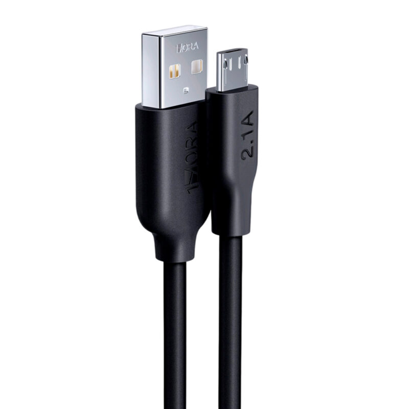 Cabo Micro USB para USB-A 2 Macho 2.1A Metros Preto