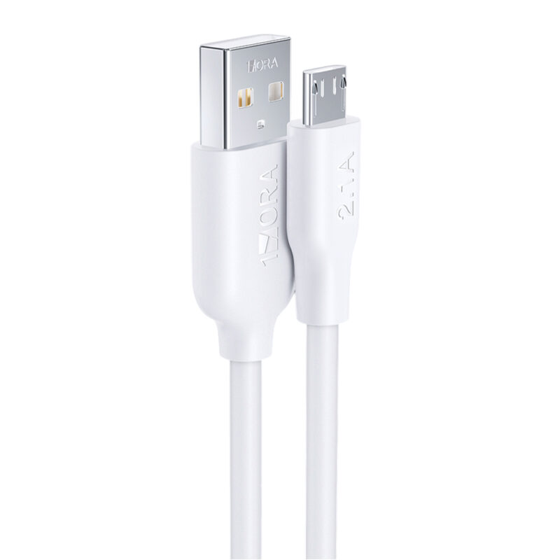 Cabo Micro USB para USB-A 2 Macho 2.1A Metros Branco