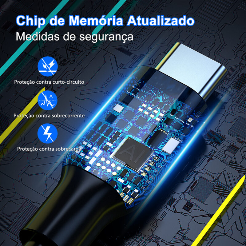 Cabo USB-C para USB-C Macho/Macho 2.1A 1Metro Preto