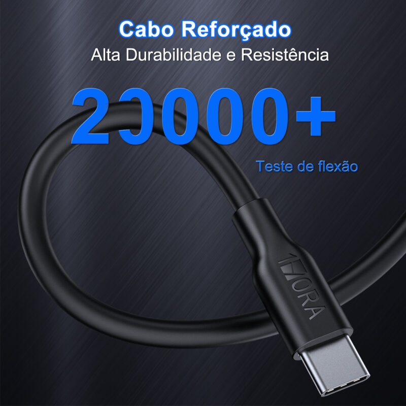 Cabo USB-C para USB-C Macho/Macho 2.1A 1Metro Preto