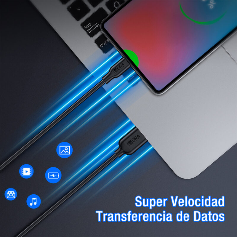 Cabo USB-C para USB-A Macho/Macho 2.1A 2 Metros Preto