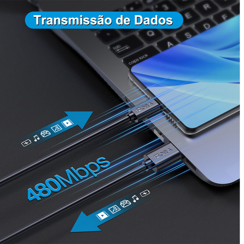 Cabo Micro Usb pra Usb A 1Hora 2.1A Macho 1 Metro Preto