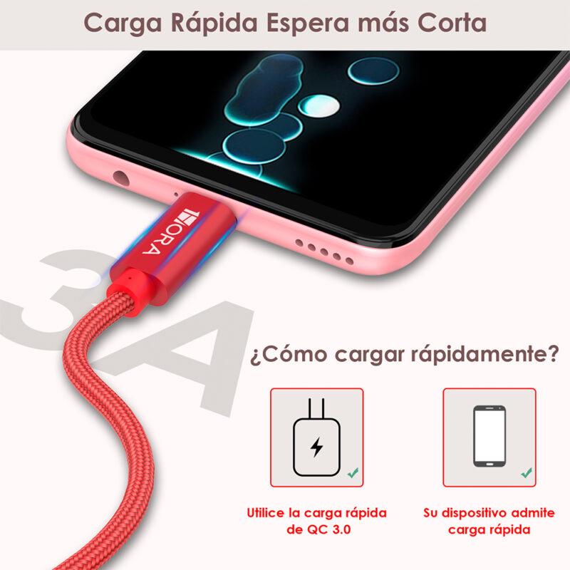 Cabo USB-C para USB-A 1Hora Macho/Macho 1Metro Vermelho