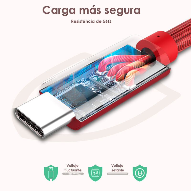 Cabo USB-C para USB-A 1Hora Macho/Macho 1Metro Vermelho