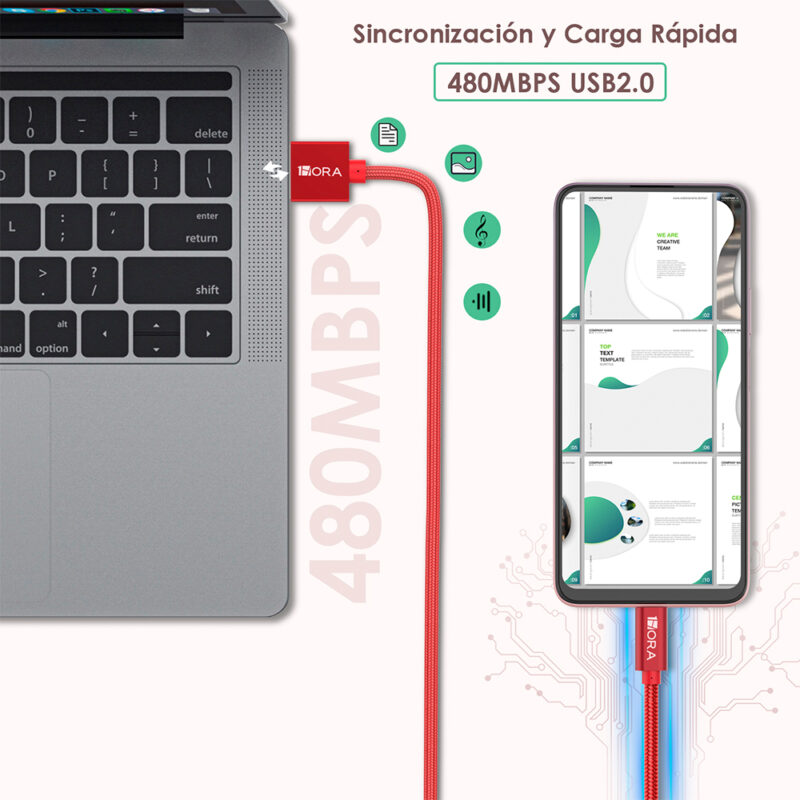 Cabo USB-C para USB-A 1Hora Macho/Macho 1Metro Vermelho
