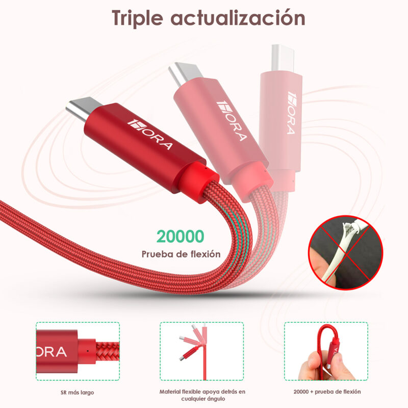 Cabo USB-C para USB-A 1Hora Macho/Macho 1Metro Vermelho