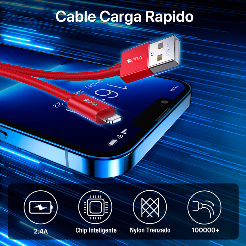 Cabo Lightning para USB-A 1Hora 1 Metro Vermelho