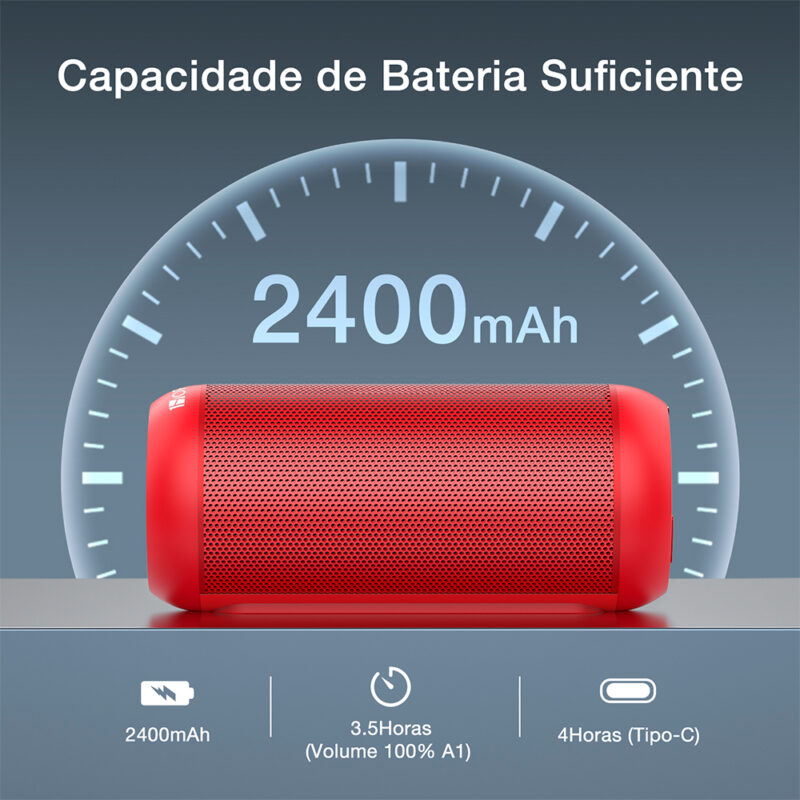 Caixa de Som 1Hora Bluetooth Portátil Vermelha