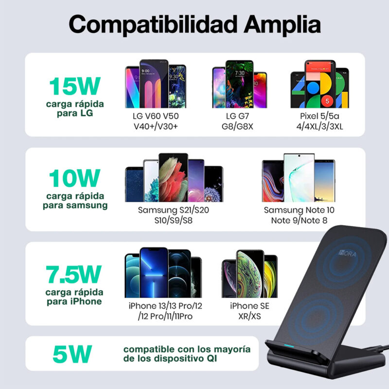 Carregador Rápido 1Hora Sem Fio Máximo 15W Preto