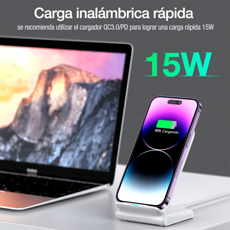 Carregador Rápido 1Hora Sem Fio Máx. 15W Branco