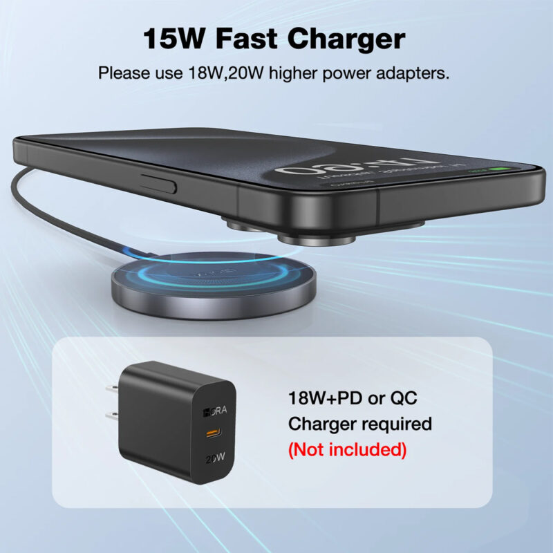 Carregador Rápido 1Hora Sem Fio (Wireless) Máx 15W Preto