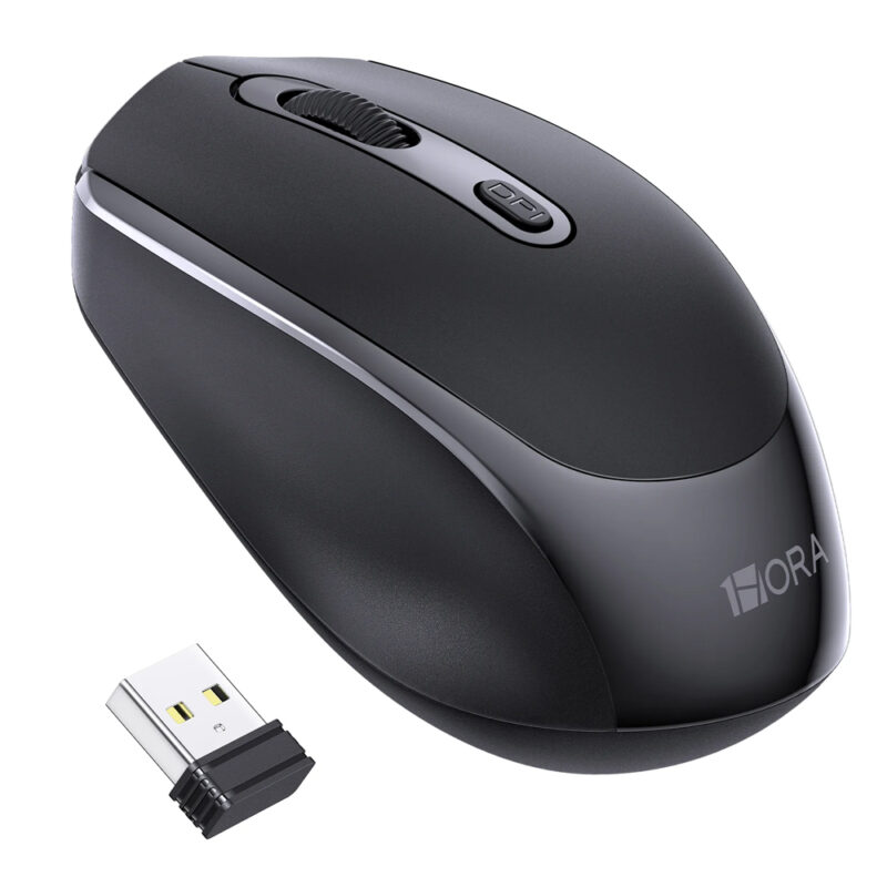 Mouse Sem Fio 1Hora Wireless 2.4G Preto, Conexão Estável