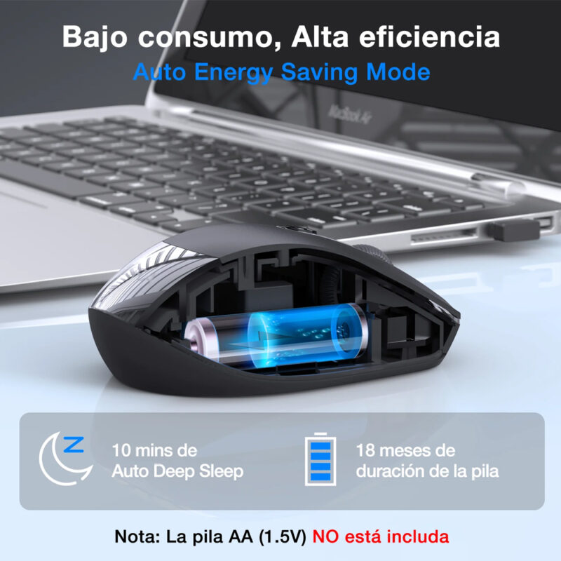Mouse Sem Fio 1Hora Wireless 2.4G Preto, Conexão Estável