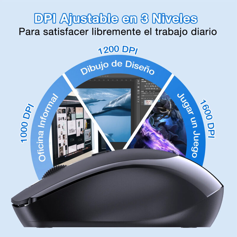 Mouse Sem Fio 1Hora Wireless 2.4G Preto, Conexão Estável