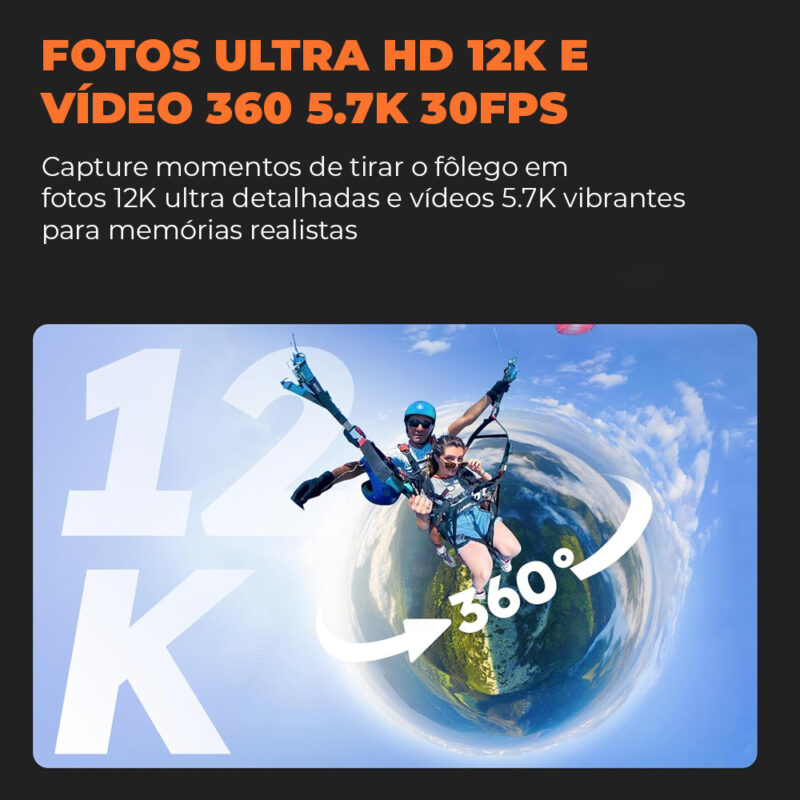 Câmera de Ação 360° PanoX V3 Core Max 360° Preta