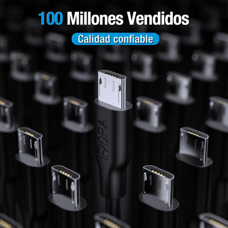 Cabo USB A para Micro USB 1Hora 2.1A 1 Metro Preto