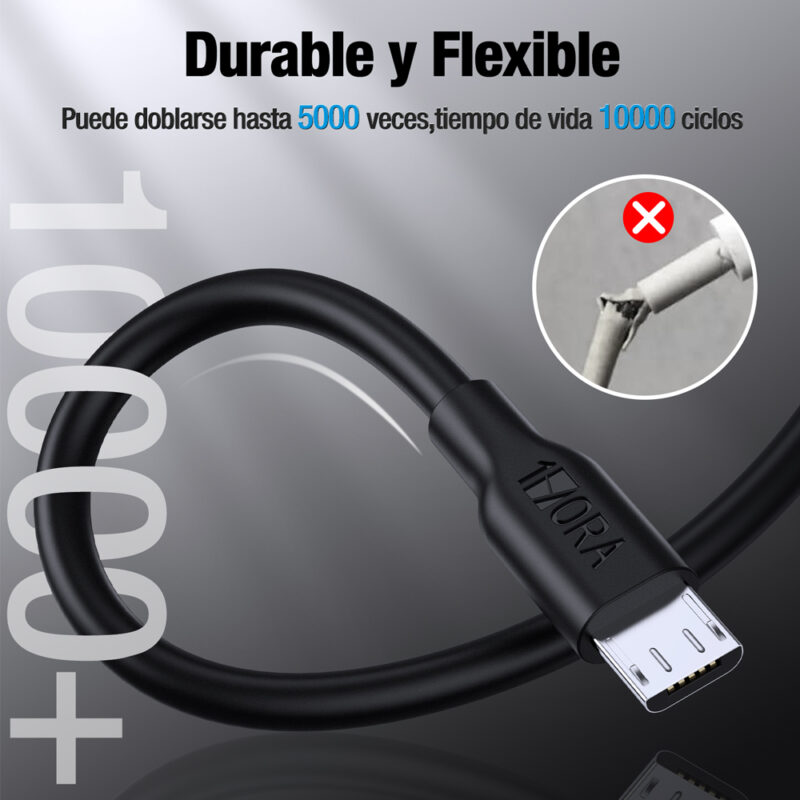 Cabo USB A para Micro USB 1Hora 2.1A 1 Metro Preto