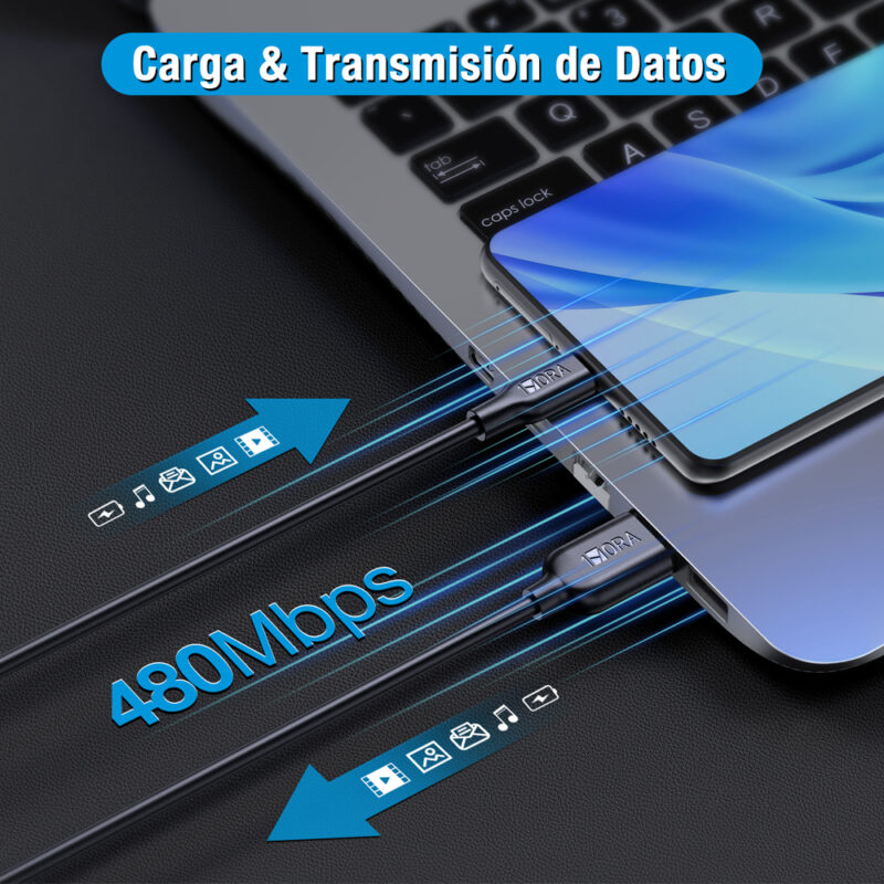 Cabo USB A para Micro USB 1Hora 2.1A 1 Metro Preto