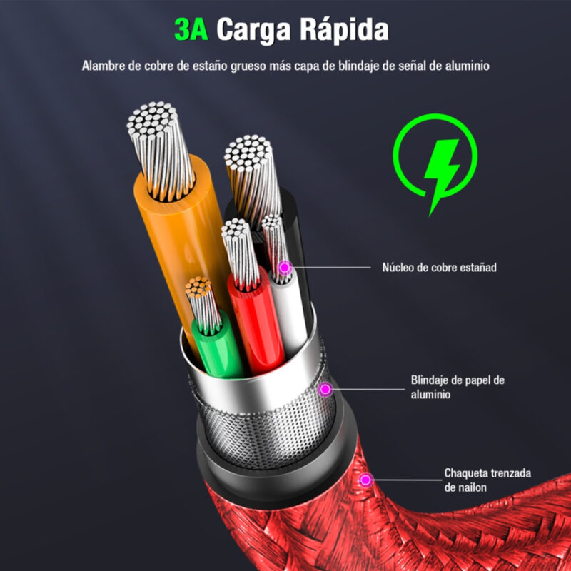 Cabo Micro USB para USB-A 1 Metro 2.4A Carregamento Rápido