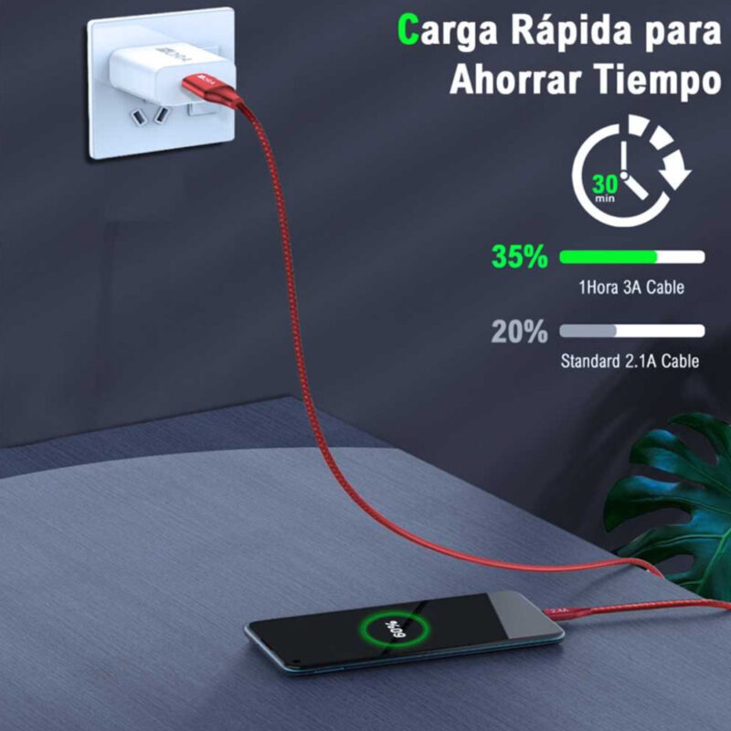 Cabo Micro USB para USB-A 1 Metro 2.4A Carregamento Rápido