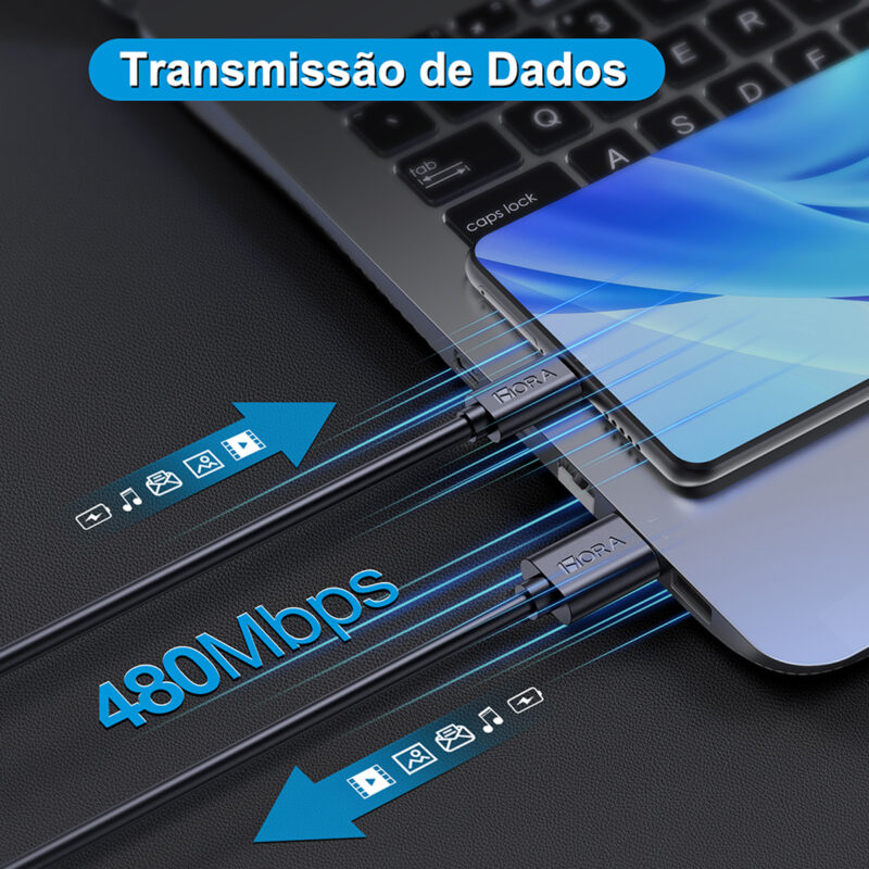 Cabo Micro USB para USB Tipo A Macho 2.1A 1 Metro Preto