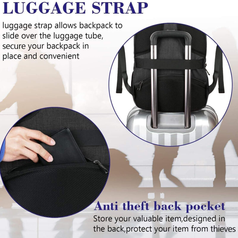 Mochila de Viagem Matein Poliéster Bolso p/Laptop Preta