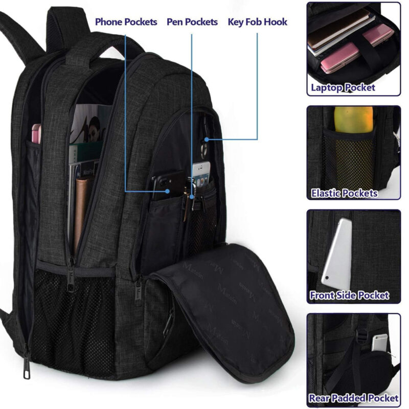 Mochila de Viagem Matein Poliéster Bolso p/Laptop Preta