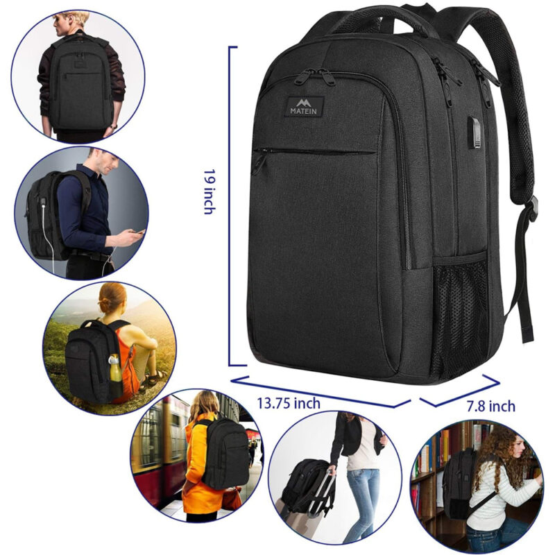Mochila de Viagem Matein Poliéster Bolso p/Laptop Preta