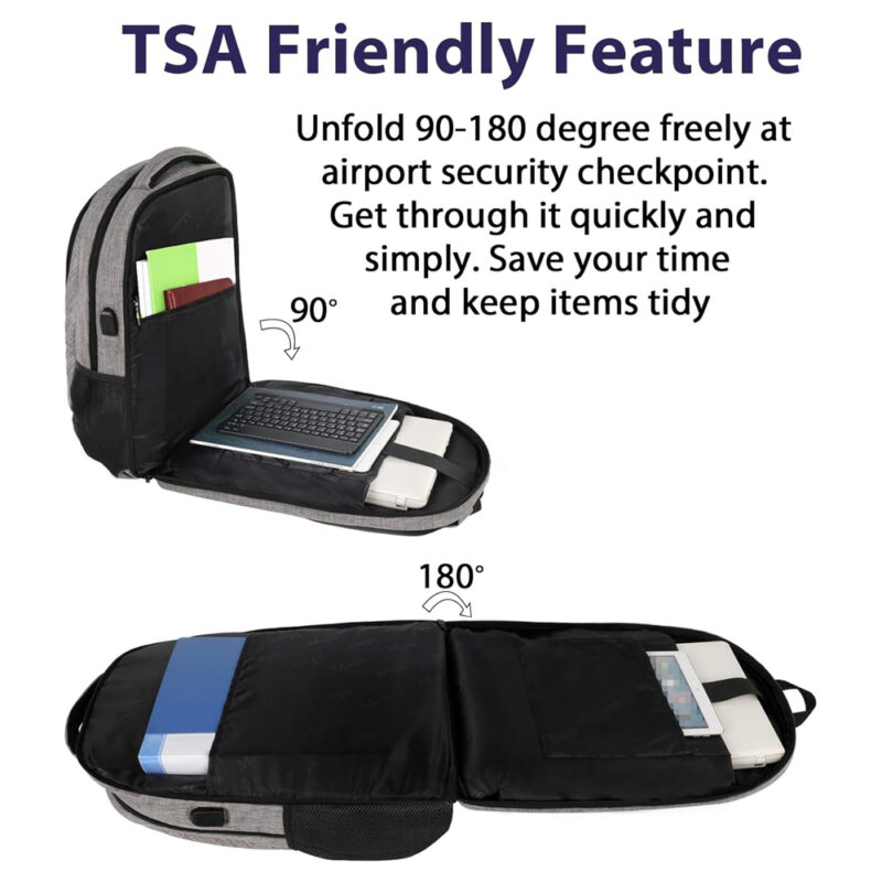 Mochila de Viagem Matein Poliéster Bolso p/Laptop Cinza