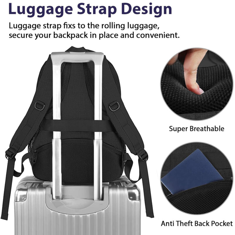 Mochila de Viagem Matein Poliéster Bolso p/Laptop Preta