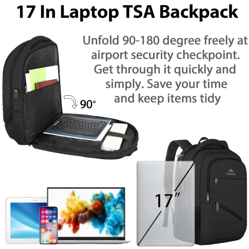 Mochila de Viagem Matein Poliéster Bolso p/Laptop Preta
