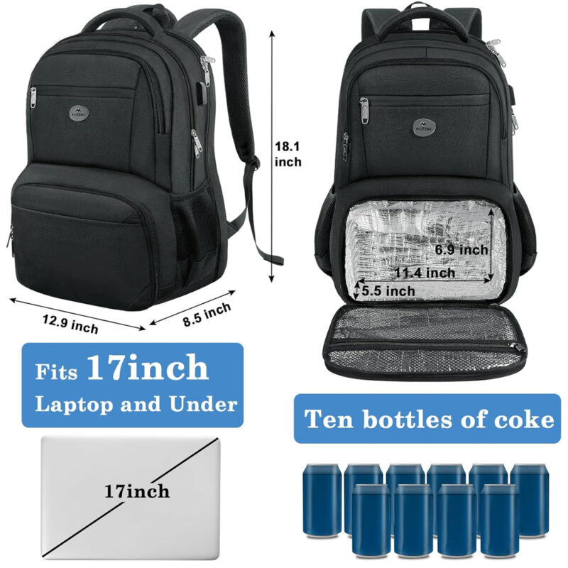 Mochila de Almoço Viagem Matein Bolso para Laptop Preta