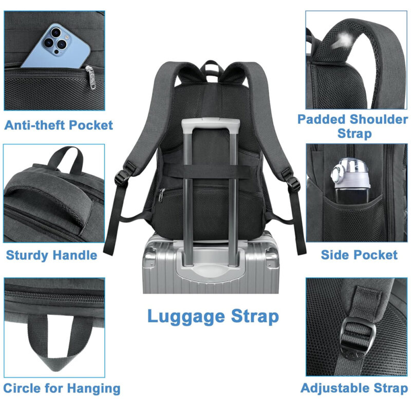 Mochila de Almoço Viagem Matein Bolso para Laptop Preta
