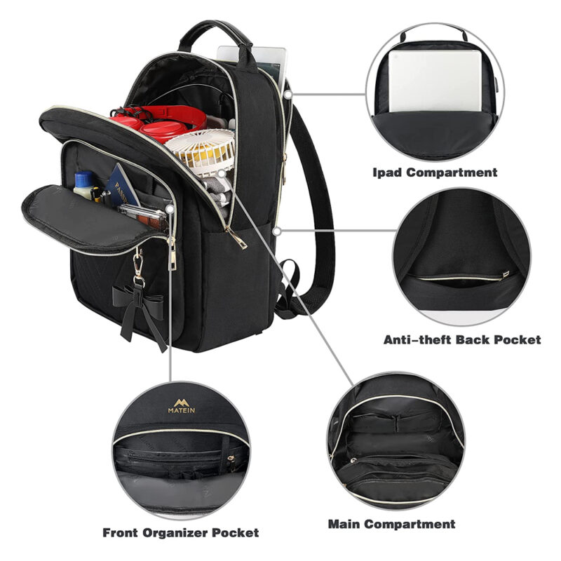 Mini Mochila Feminina Matein Porta Usb Preta 134200Blk