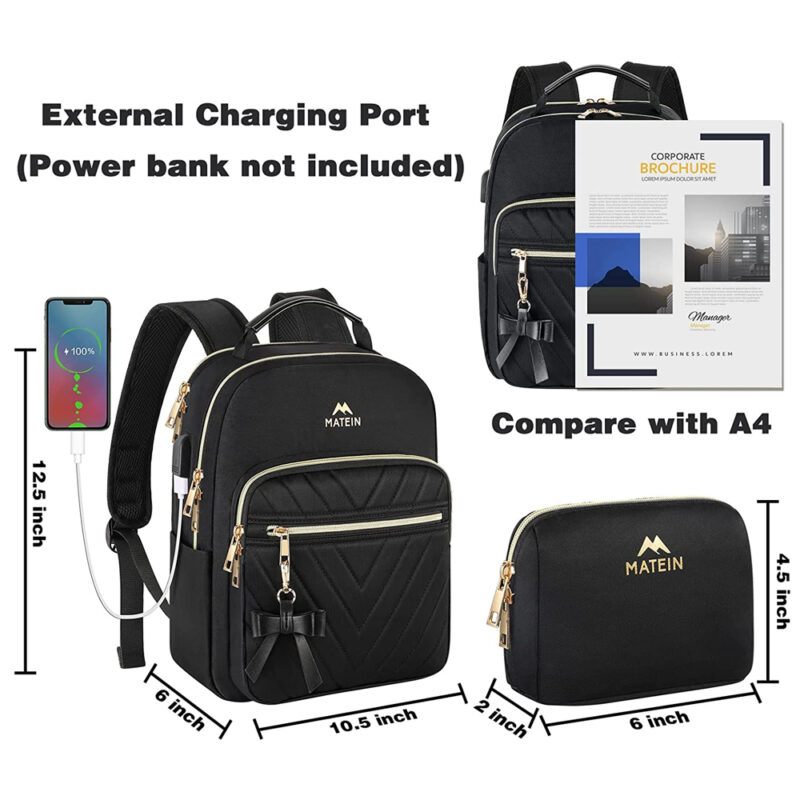 Mini Mochila Feminina Matein Porta Usb Preta 134200Blk