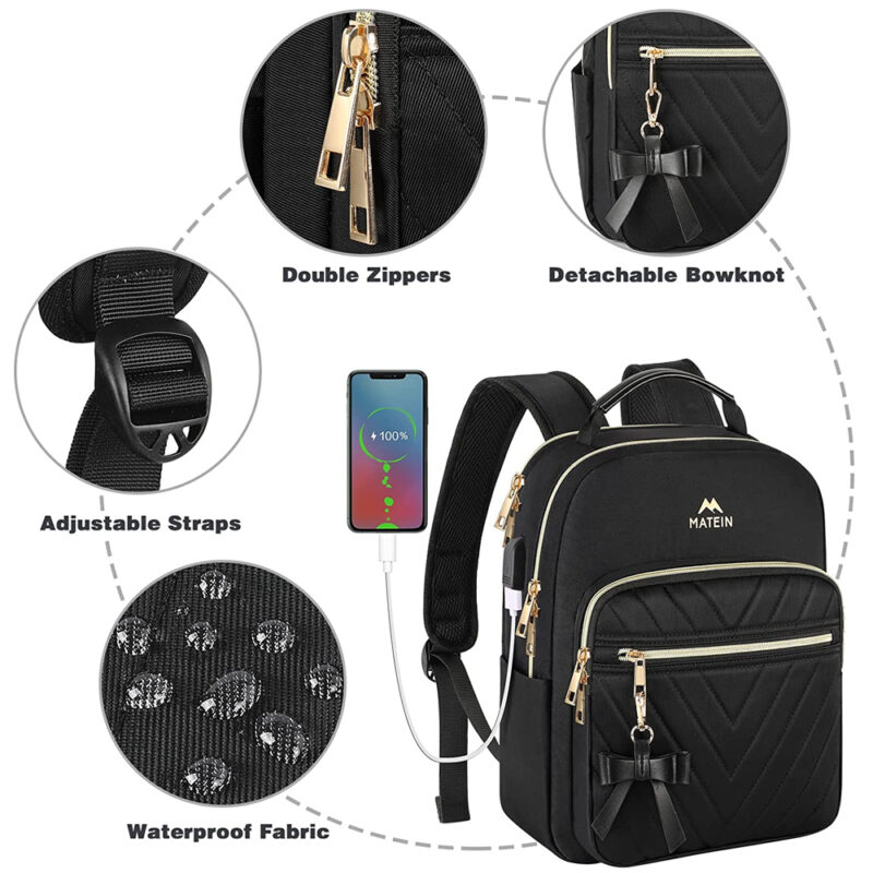 Mini Mochila Feminina Matein Porta Usb Preta 134200Blk